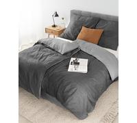 lionto dibea Parure de lit réversible en 100% Coton renforcé, 155 x 220 cm, taie d'oreiller 80 x 80 cm, 4 pièces pour Toutes Les Saisons, Facile d'entretien et indéformable, avec Certificat Oeko-TEX,