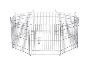 lionto Enclos extérieur pour Lapins en métal Robuste, 59x58 cm, enclos Extensible pour Petits Animaux + piquets de Sol, Porte avec verrou & Filet de Protection, résistant aux intempéries, 8 éléments