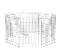 lionto Enclos métallique pour Lapins et Petits Animaux, 59 x 78 cm | Huit panneaux métalliques modulables avec porte verrouillable, piquets de sol et filet de protection inclus