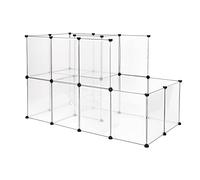 lionto Enclos Plastique à 2 Niveaux, Petits Animaux, 147 x 75 x 92 cm | Vingt-sept panneaux à emboîter et un escalier grillagé créent un enclos extensible sur deux niveaux