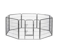 lionto Enclos pour Chiots et Petits Animaux en métal Robuste, 77x100 cm, Parc Extensible pour intérieur, barrière pour Chiens de Jardin avec Porte verrouillable, résistant aux intempéries, 8 éléments