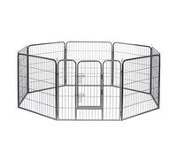 lionto Enclos pour Chiots et Petits Animaux en métal Robuste, 80x80 cm, Parc Extensible pour intérieur, barrière pour Chiens de Jardin avec Porte verrouillable, résistant aux intempéries, 8 éléments