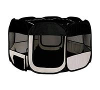 lionto Parc pour Chiots en Tissu Oxford enclos extérieur pour Animaux enclos Pliable pour Chiens Chiots 110 cm Ø Hauteur 64 cm, Noir/Beige