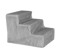 lionto Escalier pour Animaux avec Housse en Peluche, 46x36x34 cm, marchepied Robuste, Doux pour Les articulations, Housse Amovible et Lavable, supporte Jusqu’à 50 kg, Gris Clair