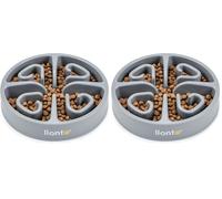 lionto Gamelle Anti-glouton pour Chiens et Chats, Ø 20 cm, Hauteur 4,5 cm, capacité jusqu'à 450 g, gamelle antidérapante en Plastique Alimentaire, résistant au Lave-Vaisselle jusqu'à 100°, Gris Clair