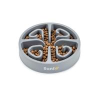 lionto Gamelle Anti-glouton pour Chiens et Chats, Ø 20 cm, Hauteur 4,5 cm, capacité jusqu'à 450 g, gamelle antidérapante en Plastique Alimentaire, résistant au Lave-Vaisselle jusqu'à 100°, Gris Clair