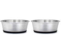 lionto Gamelle en Acier INOX, 2800 ML, Bol pour Chiens de qualité Alimentaire avec Fond en Silicone antidérapant, Bol à Eau Inoxydable pour Chiens et Chats, résistant au Lave-Vaisselle (Lot de 2)