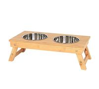 lionto Gamelle pour Chien Distributeur de Nourriture Bar Animaux mangeoire Animaux en Bambou