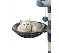 lionto Hamac en Peluche Douce pour Arbre à Chat, Ø 40 cm, Profondeur 15 cm, Couchage Douillet avec Filetage M8, Cadre en métal Robuste pour Petits et Grands Chats, Gris foncé