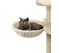 lionto Hamac en Peluche Douce pour Arbre à Chat, Ø 40 cm, Profondeur 15 cm, Couchage Douillet avec Filetage M8, Cadre en métal Robuste pour Petits et Grands Chats, Beige