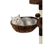 lionto Hamac en Peluche Douce pour Arbre à Chat, Ø 40 cm, Profondeur 15 cm, Couchage Douillet avec Filetage M8, Cadre en métal Robuste pour Petits et Grands Chats, Marron