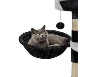 lionto Hamac en Peluche Douce pour Arbre à Chat, Ø 40 cm, Profondeur 15 cm, Couchage Douillet avec Filetage M8, Cadre en métal Robuste pour Petits et Grands Chats, Noir