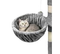 lionto Hamac en Peluche Douce pour Arbre à Chat, Ø 40 cm, Profondeur 25 cm, Couchage Douillet avec Filetage M8, Cadre en métal Robuste pour Petits et Grands Chats, Gris Clair