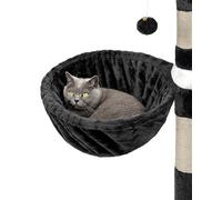 lionto Hamac en Peluche Douce pour Arbre à Chat, Ø 40 cm, Profondeur 25 cm, Couchage Douillet avec Filetage M8, Cadre en métal Robuste pour Petits et Grands Chats, Noir