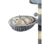 lionto Hamac pour Arbre à Chat en Peluche, Ø 40 x 15 cm, Gris Clair | Cadre métallique stable et peluche douce, compatible avec les arbres à chat à filetage M8 comme pièce de rechange