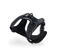 lionto Harnais rembourré pour Chien en Nylon Doux, Taille S, Harnais Anti-Traction réfléchissant avec 2 Anneaux, 4 Sangles réglables, 2 Fermetures Clips et poignée Dorsale en Caoutchouc, Noir