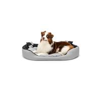 lionto Lit 4-en-1 pour Chien, 110 x 80 cm, Noir/Gris | Lit en tissu Oxford résistant et déperlant, avec coussin amovible et entrée basse pour chiens et chats