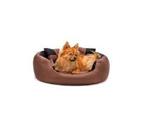 lionto Lit 4-en-1 pour Chien, 65 x 50 cm, Noir/Marron | Lit en tissu Oxford résistant et déperlant, avec coussin amovible et entrée basse pour chiens et chats