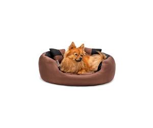 lionto Lit 4-en-1 pour Chien, 65 x 50 cm, Noir/Marron | Lit en tissu Oxford résistant et déperlant, avec coussin amovible et entrée basse pour chiens et chats