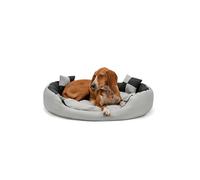 lionto Lit 4-en-1 pour Chien, 85 x 70 cm, Noir/Gris | Lit en tissu Oxford résistant et déperlant, avec coussin amovible et entrée basse pour chiens et chats