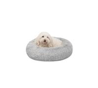 lionto Lit Donut pour Chien et Chat, M, Ø 50 cm, Gris Clair | Lit rond en peluche avec bord surélevé, surface douce, rembourrage épais et dessous antidérapant