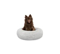 lionto Lit Donut pour Chien et Chat, S, Ø 40 cm, Gris Clair | Lit rond en peluche avec bord surélevé, surface douce, rembourrage épais et dessous antidérapant