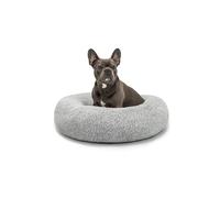 lionto Lit Donut pour Chien et Chat, XL, Ø 70 cm, Gris Clair | Lit rond en peluche avec bord surélevé, surface douce, rembourrage épais et dessous antidérapant