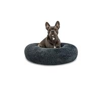 lionto Lit Donut pour Chien et Chat, XL, Ø 70 cm, Gris foncé | Lit rond en peluche avec bord surélevé, surface douce, rembourrage épais et dessous antidérapant