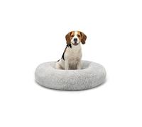 lionto Lit Donut pour Chien et Chat, XXL, Ø 80 cm, Gris Clair | Lit rond en peluche avec bord surélevé, surface douce, rembourrage épais et dessous antidérapant