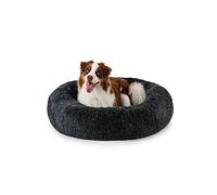 lionto Lit donut pour chiens et chats, lit rond moelleux pour petits et grands animaux domestiques, Ø100 cm, lit pour chats en peluche doux, coussin pour chien avec rembourrage extra épais, gris foncé