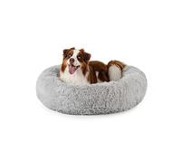 lionto Lit donut pour chiens et chats, lit rond moelleux pour petits et grands animaux domestiques, Ø100 cm, lit pour chats en peluche doux, coussin pour chien avec rembourrage extra épais, gris clair