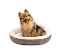 lionto Lit Donut Rond pour Chien et Chat, Ø 55 cm, Marron | Lit rond rembourré avec bord surélevé, housse lavable et dessous antidérapant pour chiens et chats
