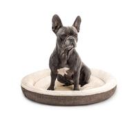 lionto Lit Donut Rond pour Chien et Chat, Ø 65 cm, Marron | Lit rond rembourré avec bord surélevé, housse lavable et dessous antidérapant pour chiens et chats