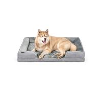 lionto Lit orthopédique pour chiens en flanelle & imitation lin, 122x89x20 cm, gris