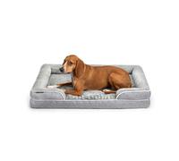 lionto Lit orthopédique pour chiens en flanelle & imitation lin, 97x71x17 cm, gris