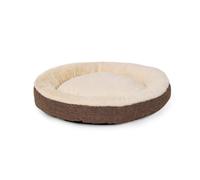 lionto Lit pour chat rond, tissu Oxford & peluche, 65 cm de diamètre, brun