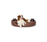 lionto Lit pour Chien 4-en-1 avec Coussin réversible, 110x80 cm, Coussin pour Animaux de Compagnie de Toutes Tailles résistant aux griffures avec entrée Basse, Noir/Marron