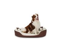 lionto Lit pour Chien 4-en-1 avec Coussin réversible, 110x80 cm, Coussin pour Animaux de Compagnie de Toutes Tailles résistant aux griffures avec entrée Basse, Marron/Beige