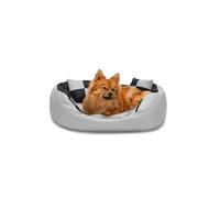 lionto Lit pour Chien 4-en-1 avec Coussin réversible, 65x50 cm, Coussin pour Animaux de Compagnie de Toutes Tailles résistant aux griffures avec entrée Basse, Gris/Noir