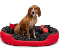 lionto Lit pour chien 4 en 1 en tissu Oxford avec coussin réversible, 85x70 cm, rouge/noir