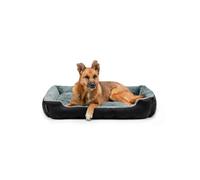 lionto Lit pour Chien avec Coussin réversible et Base antidérapante, Coussin Douillet pour Animaux avec entrée Basse pour Chiens et Chats de Tout âge, 90x70 cm, Noir/Gris