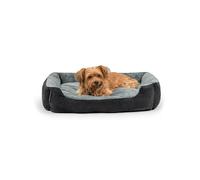lionto Lit pour Chien avec Coussin réversible et Base antidérapante, Coussin Douillet pour Animaux avec entrée Basse pour Chiens et Chats de Tout âge, 75x60 cm, Noir/Gris