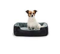 lionto Lit pour Chien avec Coussin réversible et Base antidérapante, Coussin Douillet pour Animaux avec entrée Basse pour Chiens et Chats de Tout âge, 60x48 cm, Noir/Gris