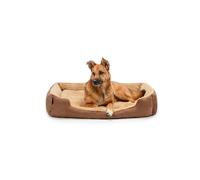 lionto Lit pour Chien avec Coussin réversible et Base antidérapante, Coussin Douillet pour Animaux avec entrée Basse pour Chiens et Chats de Tout âge, 90x70 cm, Beige/Marron