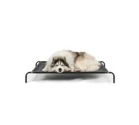 lionto Lit pour Chien surélevé d'extérieur, Couchage Stable pour Animaux avec Bonne Circulation de l'air, 117x85 cm, Housse Amovible en Maille Respirante, Cadre métallique Robuste, Noir
