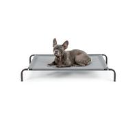 lionto Lit pour Chien surélevé d'extérieur, Couchage Stable pour Animaux avec Bonne Circulation de l'air, 106x62 cm, Housse Amovible en Maille Respirante, Cadre métallique Robuste, Gris