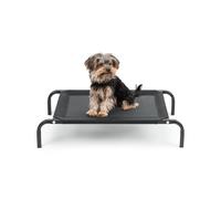 lionto Lit pour Chien surélevé d'extérieur, Couchage Stable pour Animaux avec Bonne Circulation de l'air, 75x47 cm, Housse Amovible en Maille Respirante, Cadre métallique Robuste, Noir