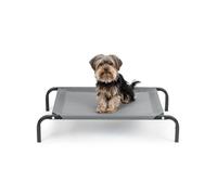 lionto Lit pour Chien surélevé d'extérieur, Couchage Stable pour Animaux avec Bonne Circulation de l'air, 75x47 cm, Housse Amovible en Maille Respirante, Cadre métallique Robuste, Gris