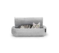 lionto Litière chauffante pour chats avec revêtement en peluche douillet, avec crochets métalliques adaptés à tous les radiateurs courants, hamac pour chat en matériau confortable, lavable, gris clair