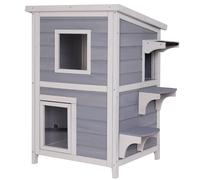 lionto Maison pour chat cabane pour chat abri pour chat enclos pour chat en gris